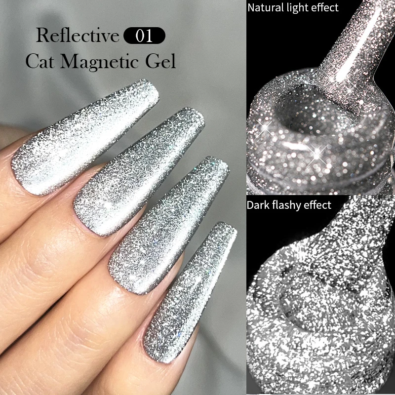 BORN PRETTY 10ml Reflective Glitter Gel Nail Polish Sparkling Shining Cat Magnetic Gel Snowlight Effect Soak Off UV Varnish