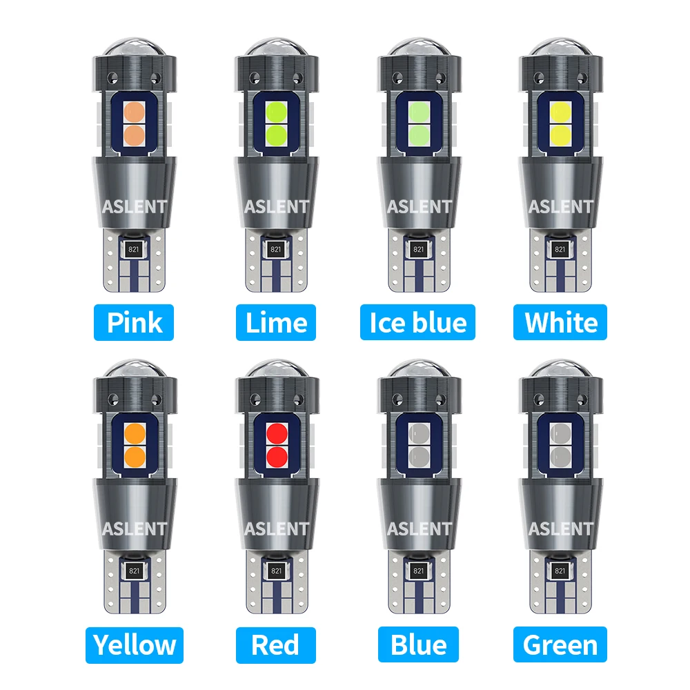 ASLENT 2PCS High Quality T10 W5W 168 192 Led Tail Light 3030 10smd 12V 2025 new Car Led Auto Lamp CANBUS NO Error Car Marker Parking Bulb
