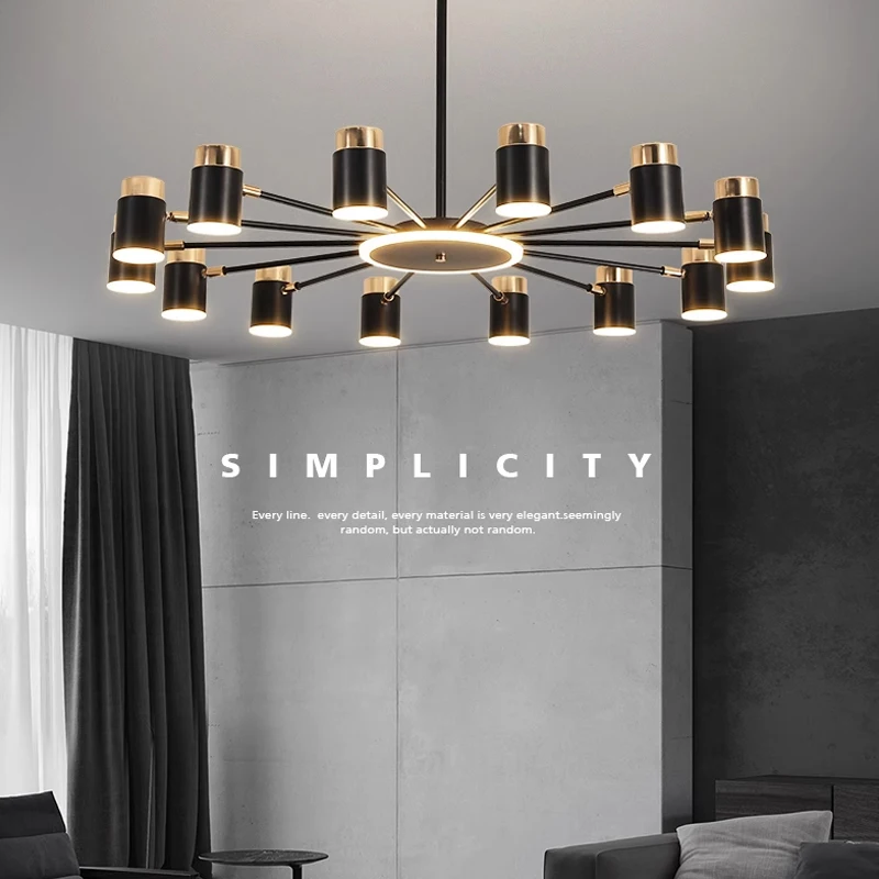 LED Chandelier For Living Room Bedroom Dining Room Kitchen Lamp Modern Style Simple Black Gold Design Ceiling Pendant Lights