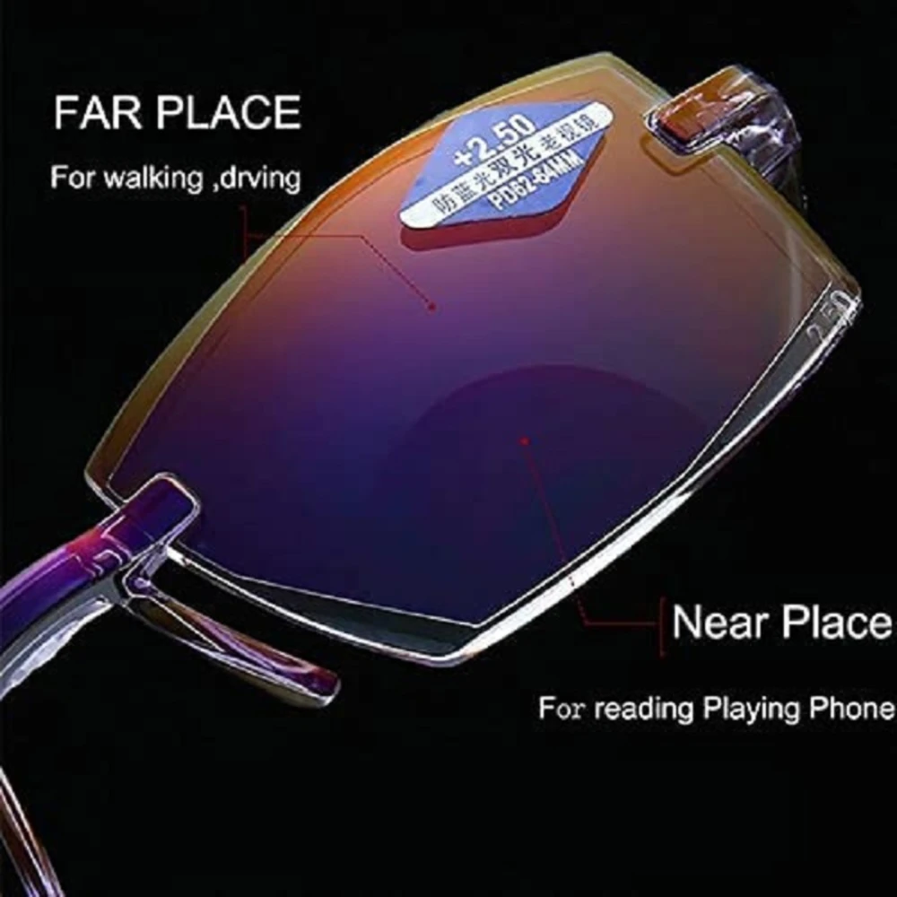 Automatic Zoom Reading Glasses Women Men Diamond Cut Edge Presbyopia Glasses Diopter +1.0 To +4.0 Anti Blue Light Glasses Gafas