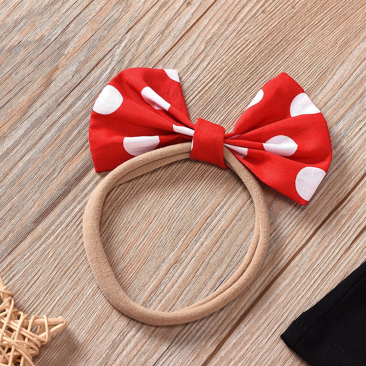 3-delige Meisjesset Kinderkleding Met Korte Mouwen En Bolletje Jarretelrok En Strik Hoofdband