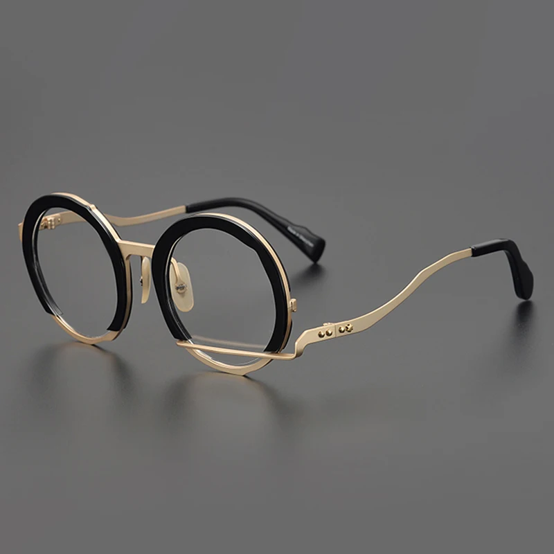 Retro glasses frame men top quality pure alloy tideway optical eyewear Myopia reading women round personalized eyeglasses