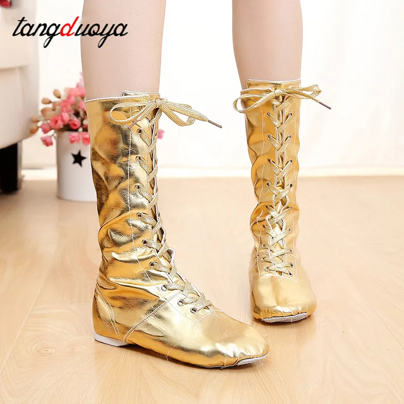 Jazz dance boots 2025 new women soft sole leather latin jazz dance shoes women children's girls dance shoes ballroom Training dance shoes