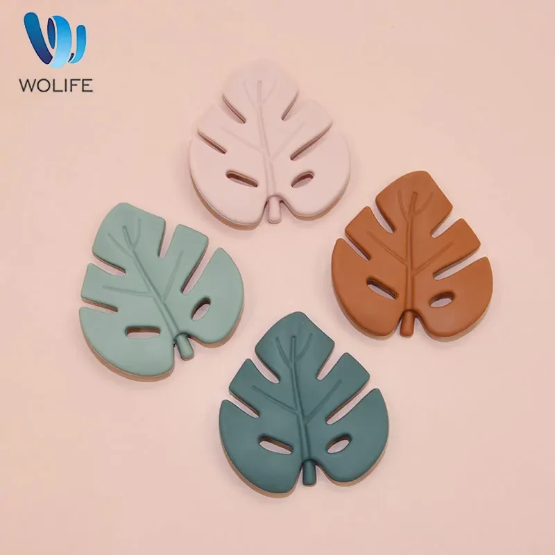 WOLIFE new 1Pc Baby 2025 Silicone Teether BPA Free Kids Teething Necklace Leaves Pendant Infant Nursing Teeth Gift Baby Pacifier