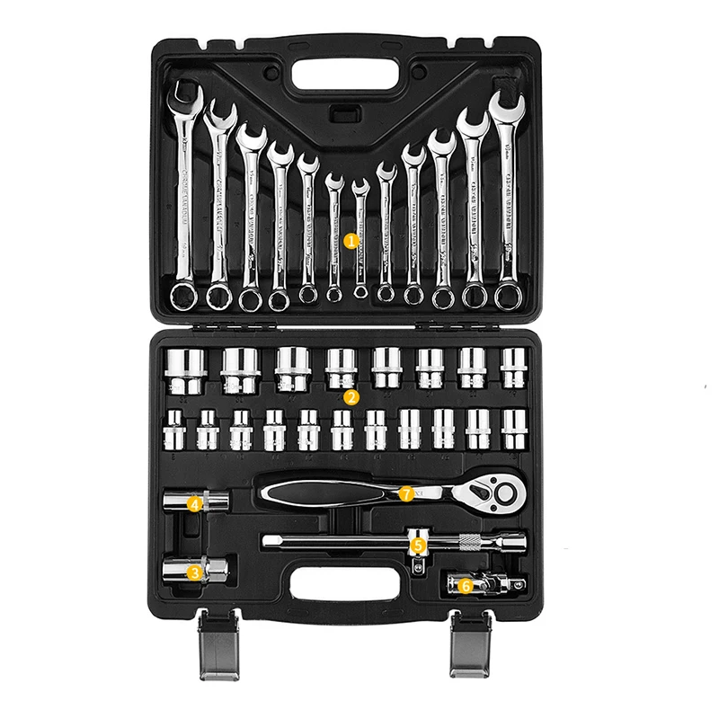 121Pcs Work Tools Box Spanner Automotive For Motorcycles Tools Set Waterproof Tool Protective Case Torque Wrench Hand Toolbox