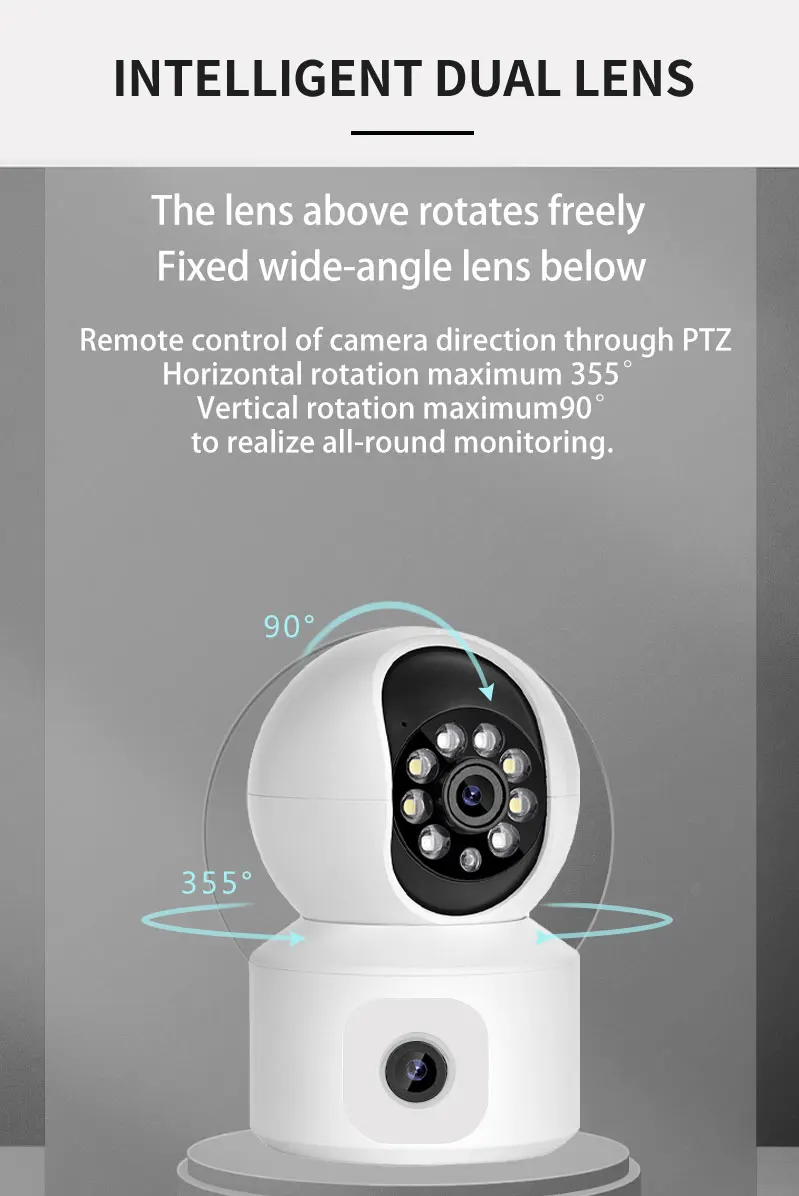 SmartCnet Tuya Smart Life 4MP Dual Lens WiFi Camera Dual Screen Auto Tracking Ai Human Indoor secuiryt CCTV Video Surveillance