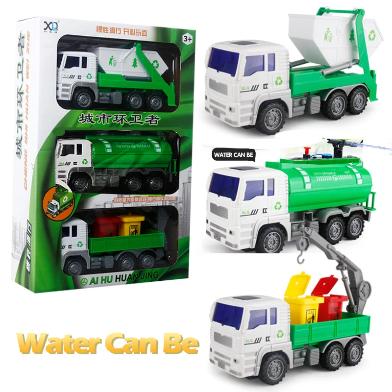 Children's Large Fall-resistant Garbage Truck Toy Set Ladder Truck Lift Sprinkler Engineering Truck Children's Day Educational