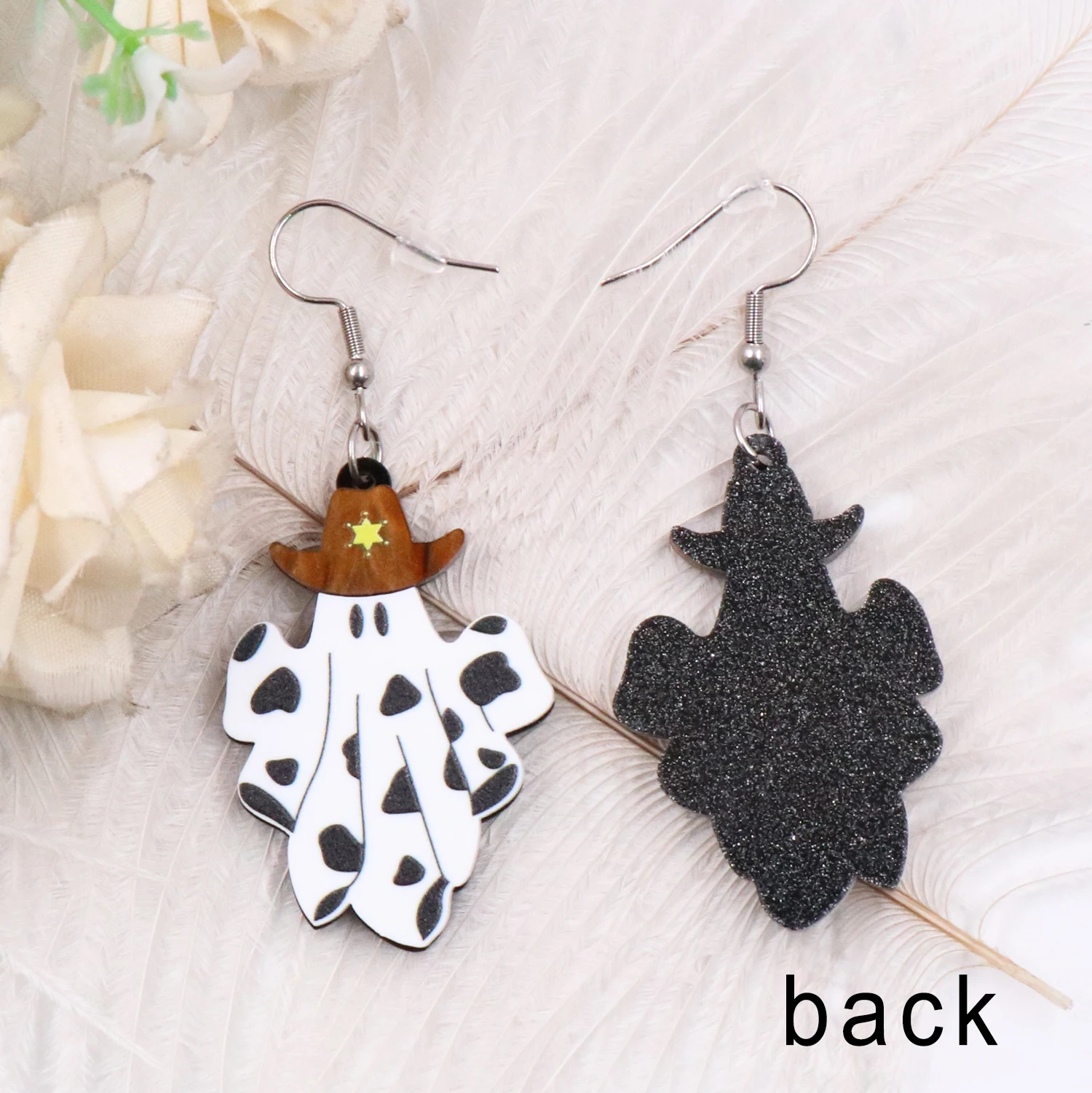 1pair New product CN Drop western cowboy ghost TRENDY halloween Acrylic earrings Jewelry for women