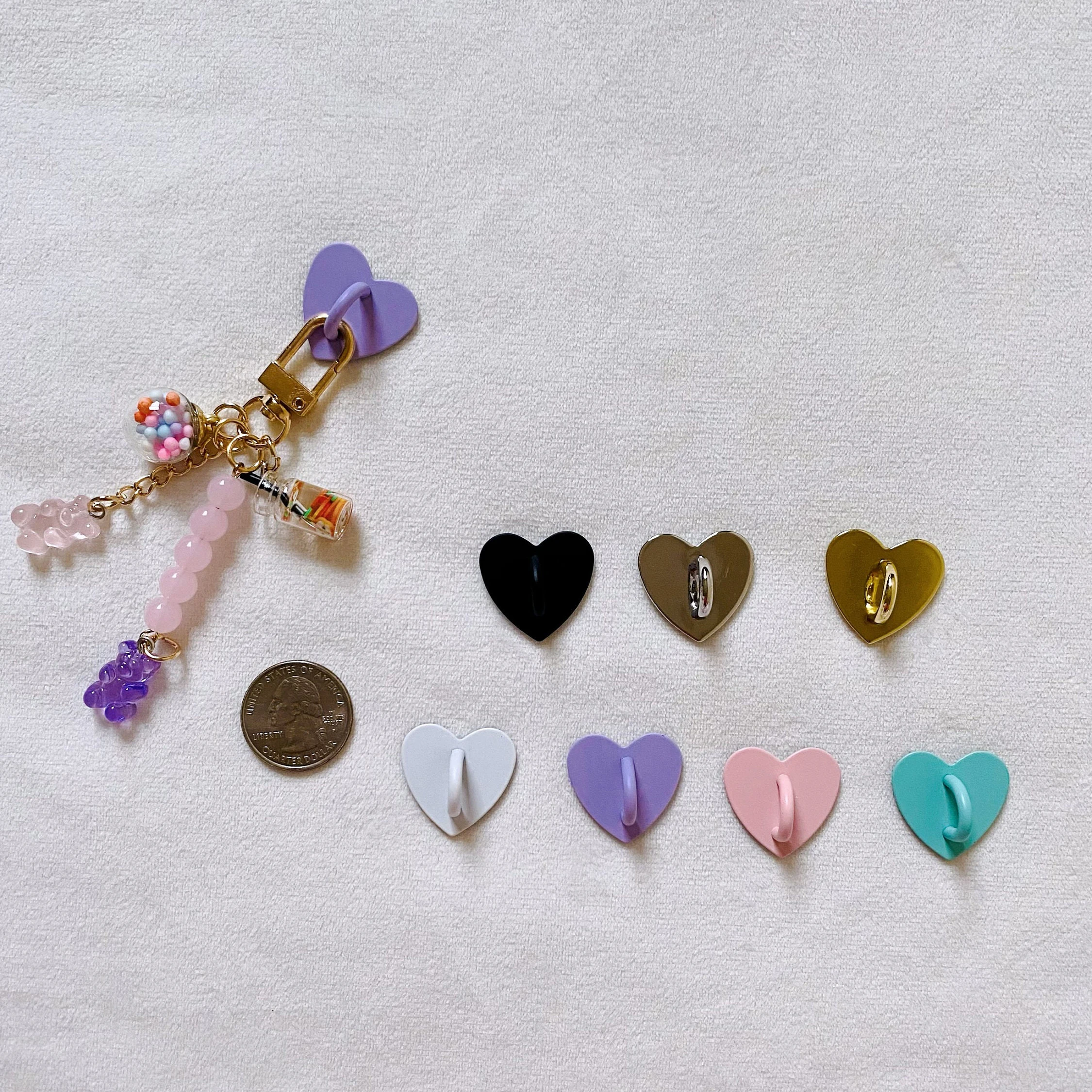 Kawaii Adhesive Metal Heart Phone Charm new Holder Mobile Phone Case Finger 2025 Ring Stand Hooks Buckle Charms Clasp Accessories String