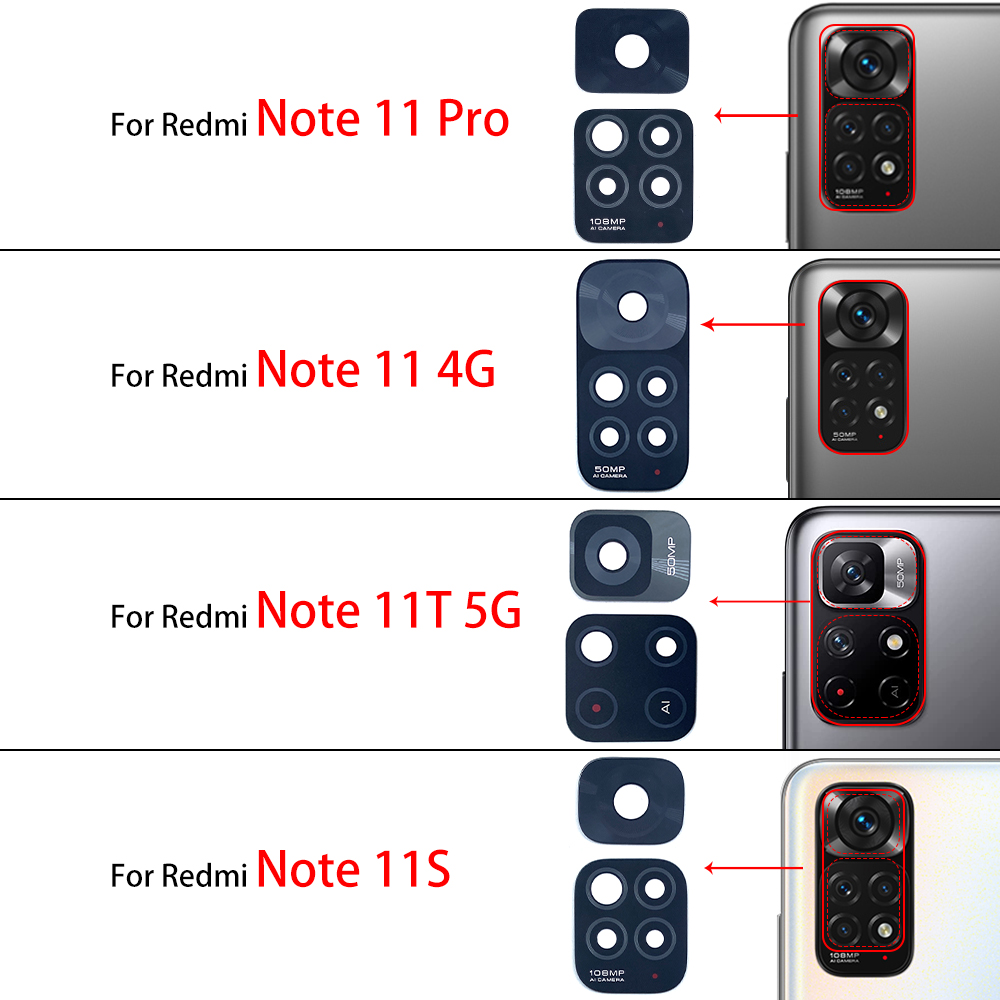NEW Back Camera Glass Lens Cover with Frame Holder Replacement For Xiaomi Redmi Note 11S 11 4G 11T 11E 5G 11 13 Pro Plus