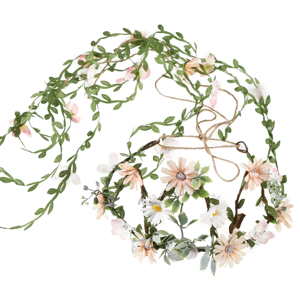AWAYTR Women Girls Vine 2025 Flower Headband Bride Flower Crown Hairband Hair Accessories new Wedding Party Spring New Wreath Headwear