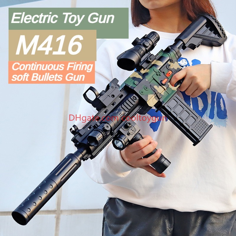 Electric M416 Soft Bullets Toy Gun Detachable Submachine Gun Foam Darts Model Outdoor Cs Pubg Game Prop Look Real Collection Birthday Gifts For Boys F
