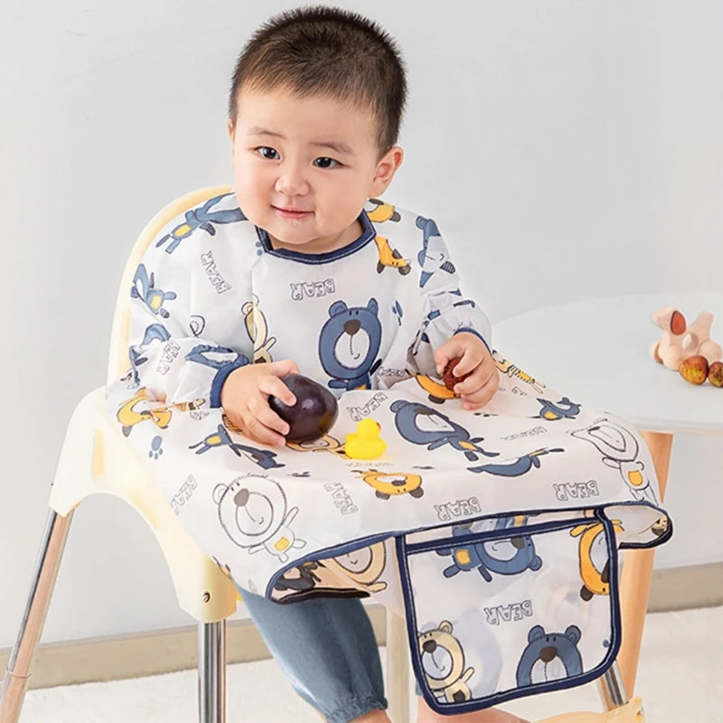 Baby Weaning Bibs Anti-dirty Highchair 2025 Waterproof Sleeved Bib new Set Stain Odor