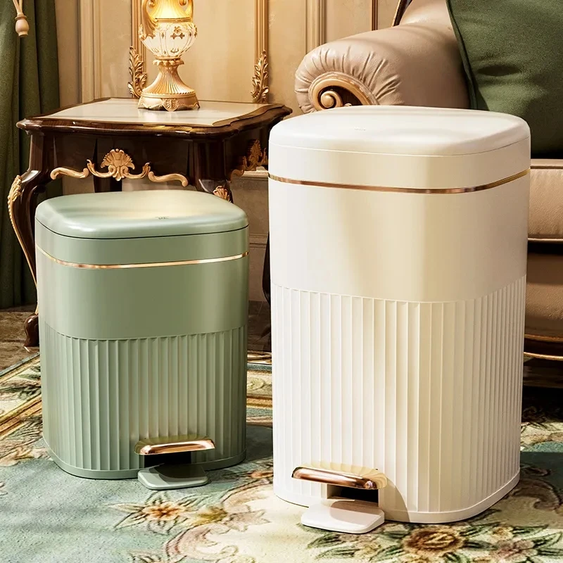 8/10/15L Light Luxury Trash Can with Lid Pedal Type Recycling Garbage basket For Large Capacity Kitchen Bathroom Trash Bin