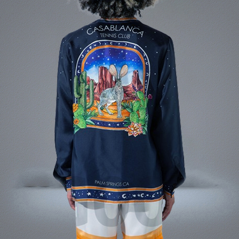 23ss Designer Tennis Cb Shirts Starry Rabbit Cactus Men and Women Hawaiian Long Sleeve Shirt nc Button Up Shir