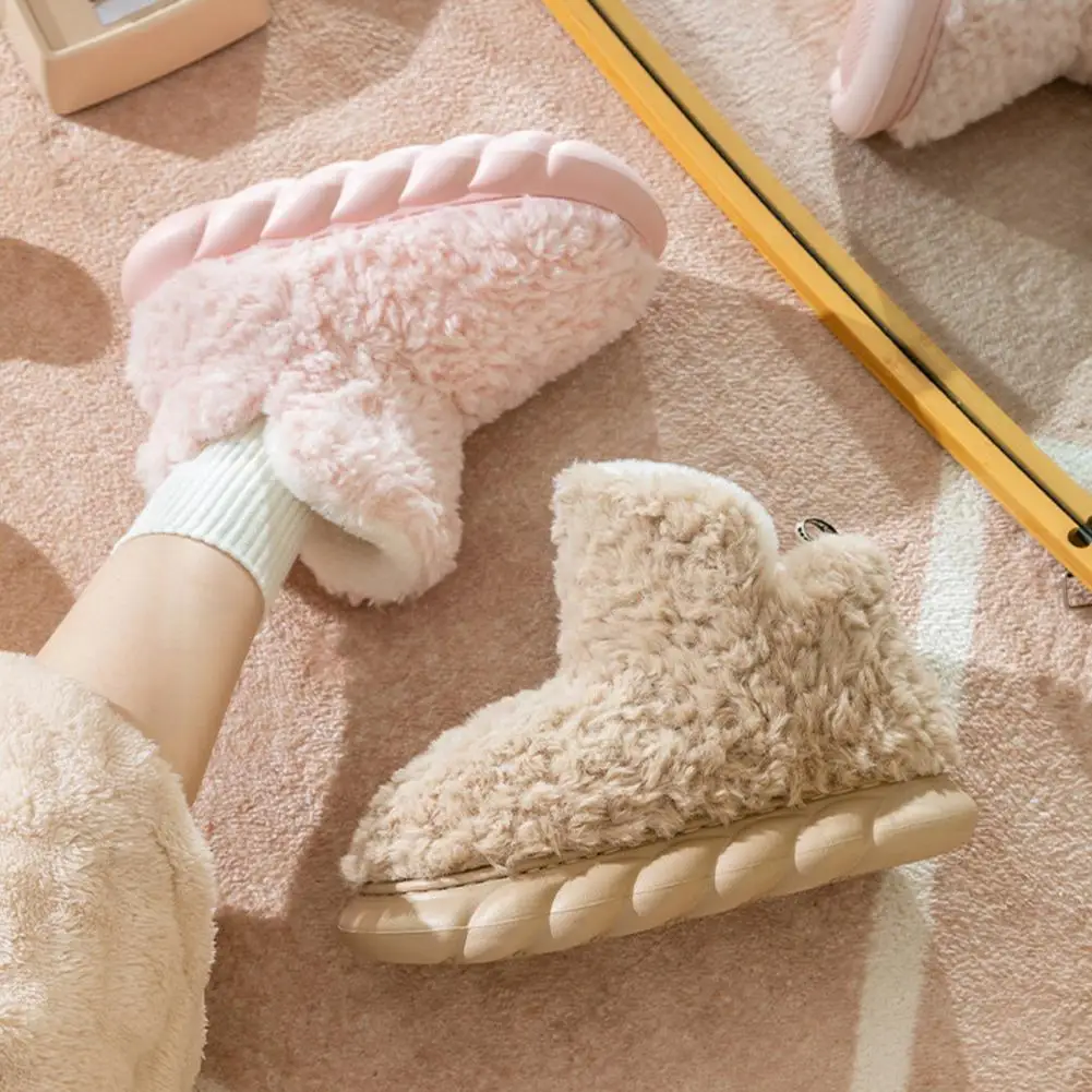 Winter Athletica Fleece new Boots Women's Fuzzy Fleece Sole Booties Our With House Fleece Slippers Booties Lovely Rubber 2025 Warm H2Y1