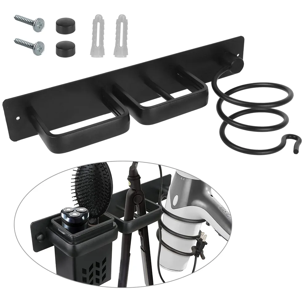 Hair Dryer Holder Rack Bathroom Hair Care Tool Wall Mounted Storage Holder Storage Box Hair Straightener Holder