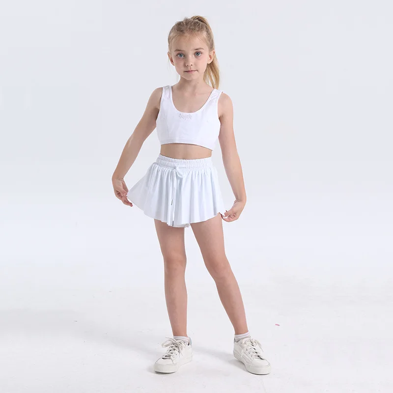 INLUMINE Children Sports Shorts with Pocket Girls Summer Quick-Drying Breathable Skirt Kid Outdoor Running Exercise Tennis Skirt