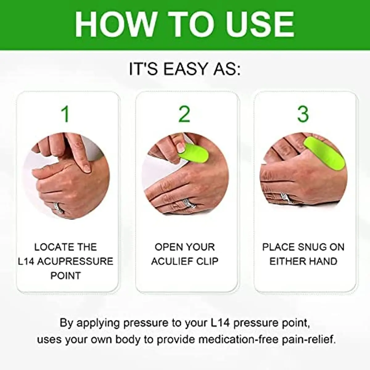 Hukou Acupressure Massage Clip Mini Magnetic Massager Headache Migraine Relief Drug Free Acupressure Hand Pressure Point Clip