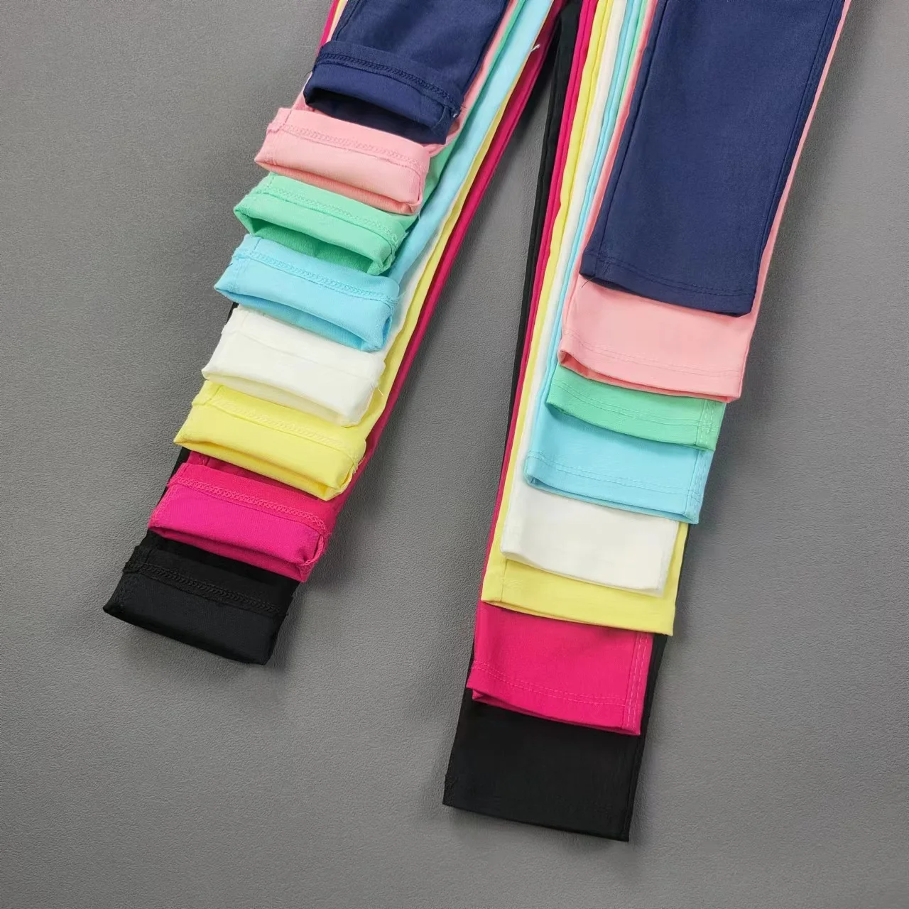 Children's Pants Spring and Autumn Candy Elastic Pencil Pants Girls' Solid Color Tights 2-11Y Baby Summer Feet Pants