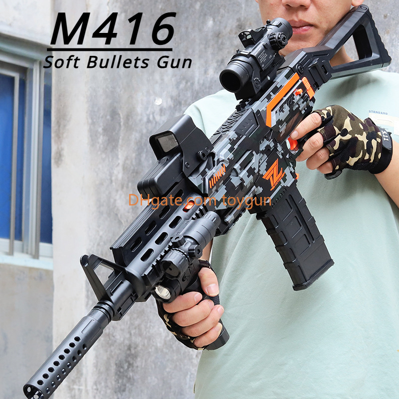 Electric M416 AK Soft Bullets Toy Gun Detachable Submachine Gun Continuous Firing Foam Darts Model Outdoor Cs Pubg Game Collection Birthday Gifts For 