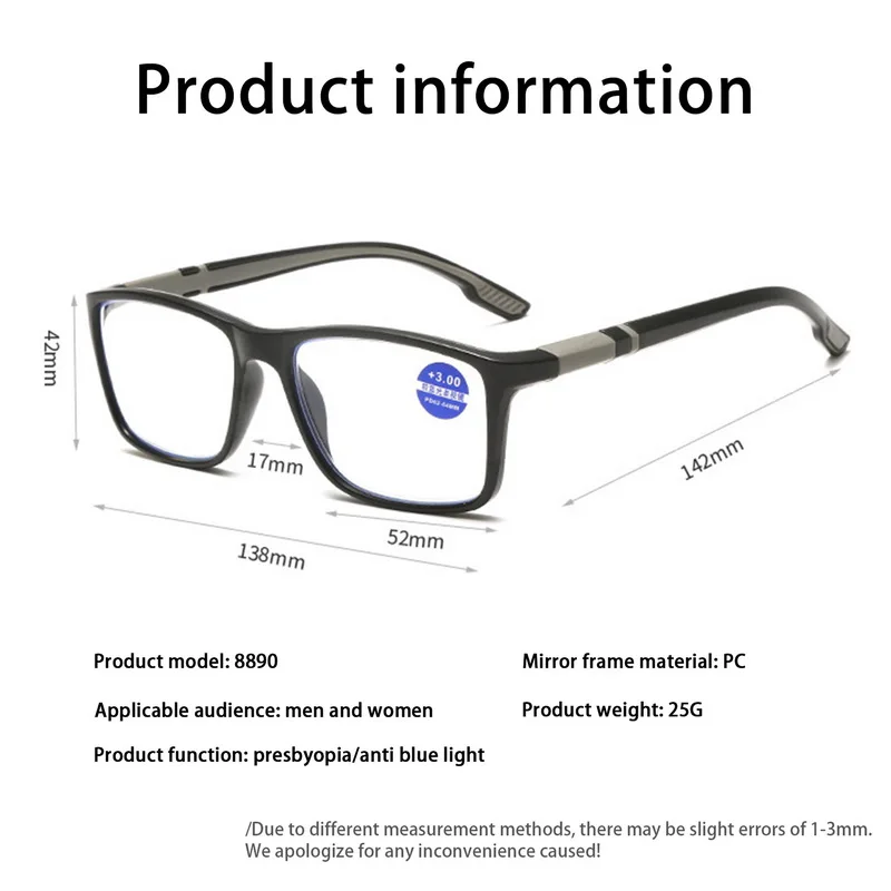 Portable Tr90 Reading Glasses Women Men Anti Blue Light Presbyopia Eyeglasses Bifocal Near Far Hyperopia Eyewear +1.5 ... 4.0