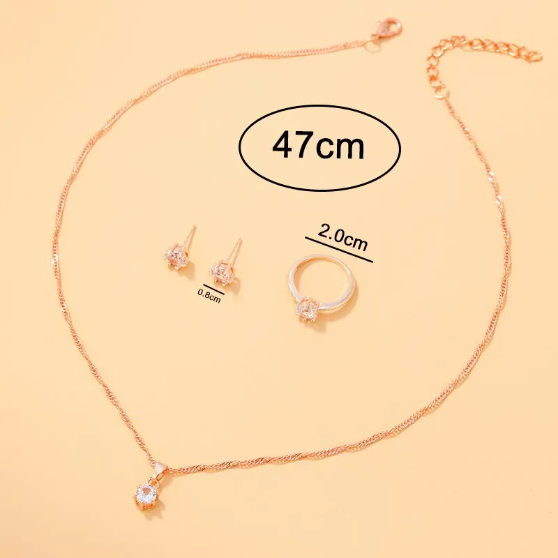 4PCS Set Gold-Color Simple Jewelry Set new Of Ring Earrings And Pendant Necklace 2025 For Women Elegance Exquisite Jewelry Set