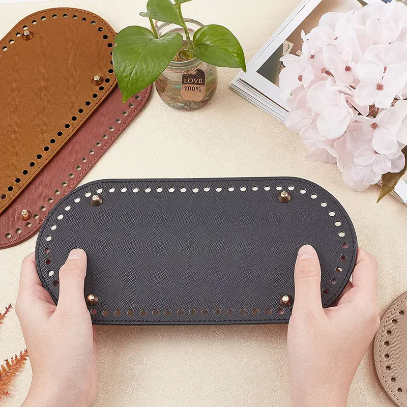 New new 22*10cm Long Bottom for Knitted Bag PU 2025 leather Bag Base Handmade Bottom With Holes DIY Crochet Bag Bottom accessories 2023