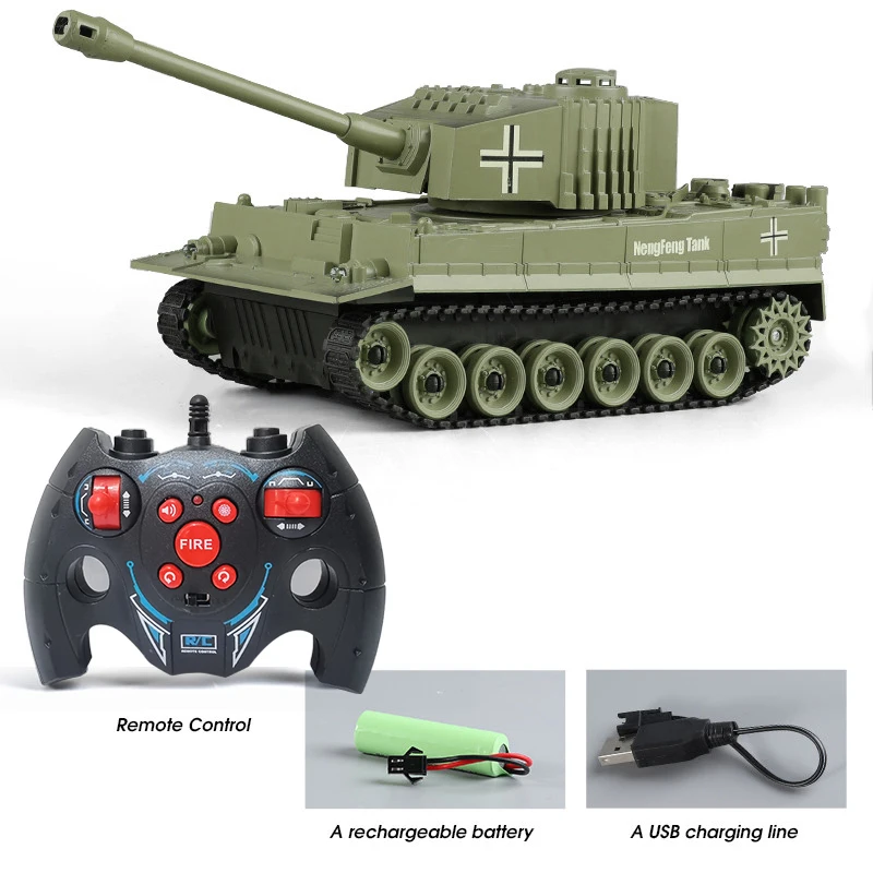 2.4G RC Tank Crawler Military Armoured Tanks Tiger Military Sound Light Remote Control Fight Off-road Vehicle T90 Kids Toys Boy