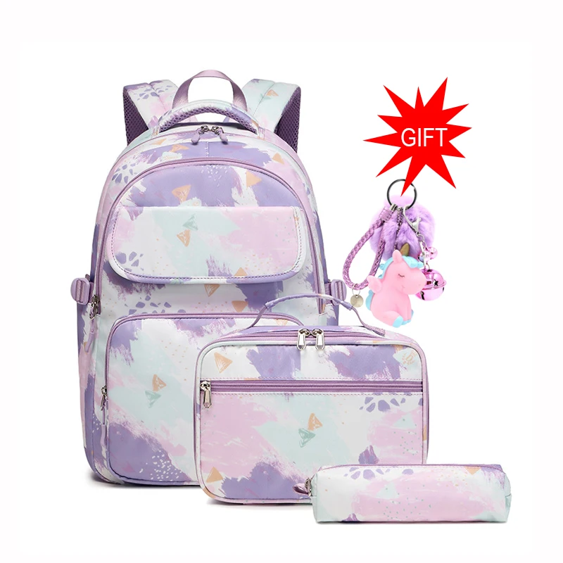 Large School Backpack Bags For Girls School Bag with Lunch Box Pencil Case Waterproof Backpack Children School Supplies Set