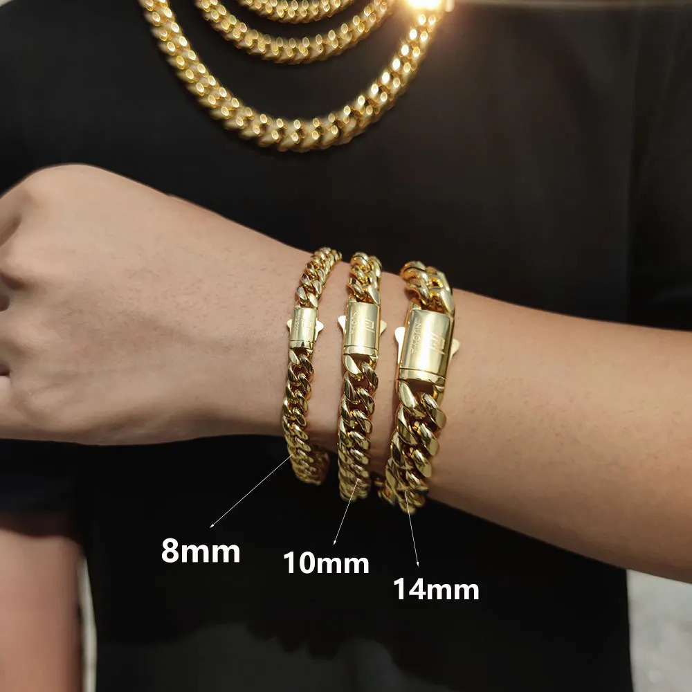 Hip Hop Rock Jewelry Free Custom Name Miami Cuban Link Stainless Steel Bracelet For Men Drop 240520