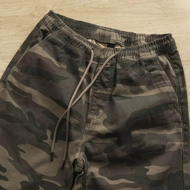 Bermuda Short Pants for Men Camouflage Mens Cargo Shorts Camo Elastic Waist with Draw String Big and Tall Wide Y2k Comfortable 240513