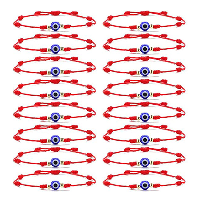 12pcs Blue Evil Eye Red Bracelet Women Men 7 Knot Lucky Handmade Braided String Adjustable Friendship Couple Bracelet Jewelry
