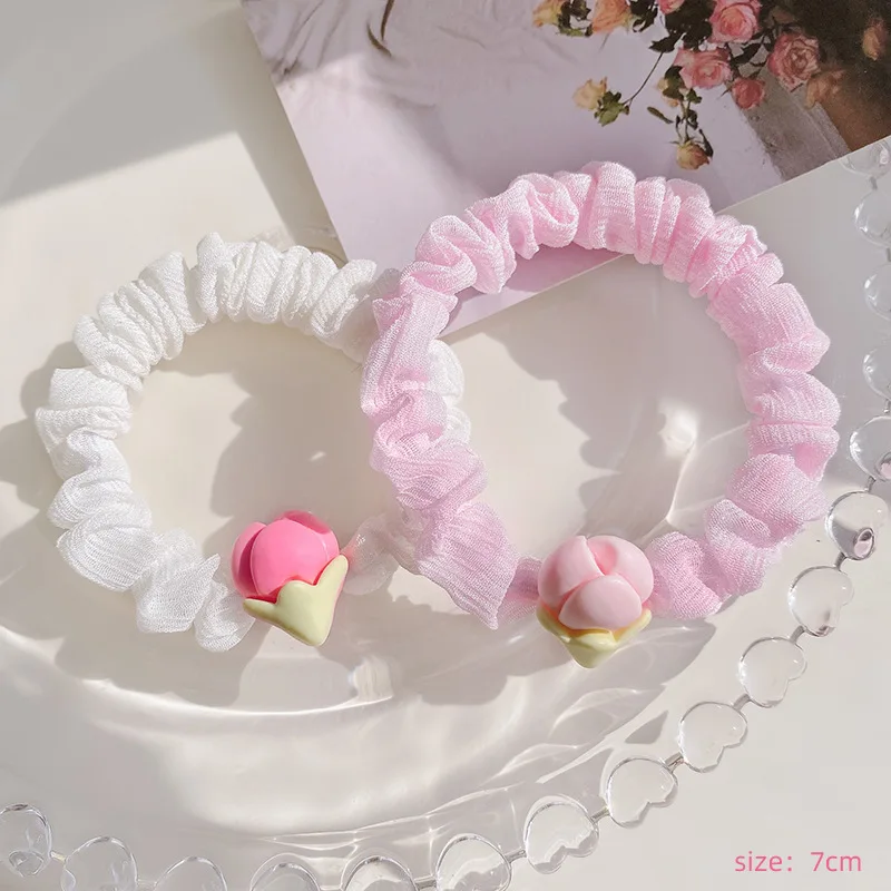Spring Pink Cherry Blossom Resin Hairpin Sweet Flowers Hair Clips for Women Girls Cute Romantic Headwear Lovely Scrunchies