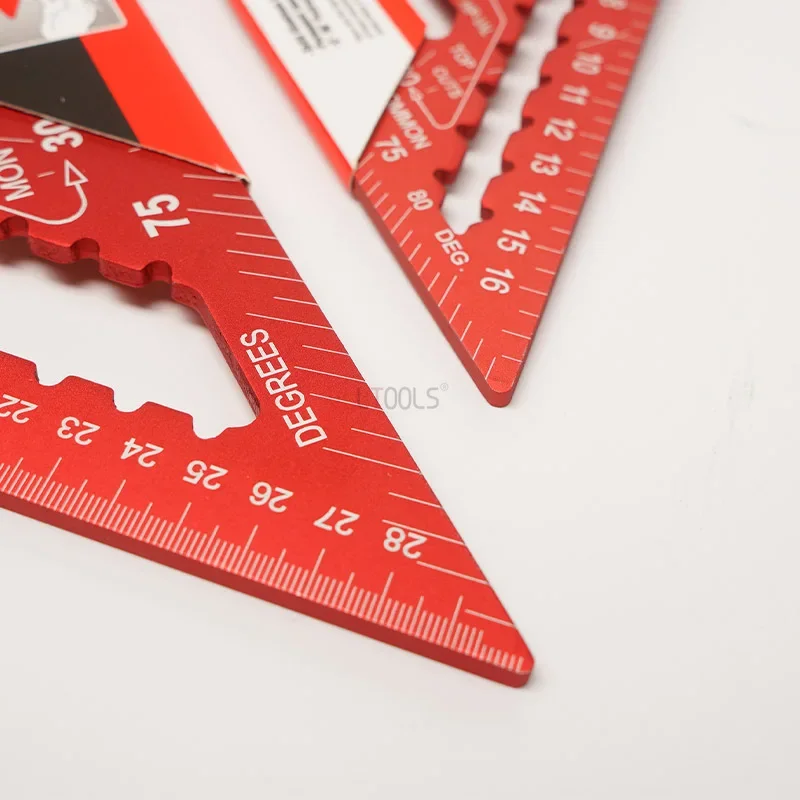 Aluminum Alloy Triangle Ruler 7/12Inch Measurement Tool Carpenter Tools Inch Metric Angle Ruler Speed Square Woodworking Tools