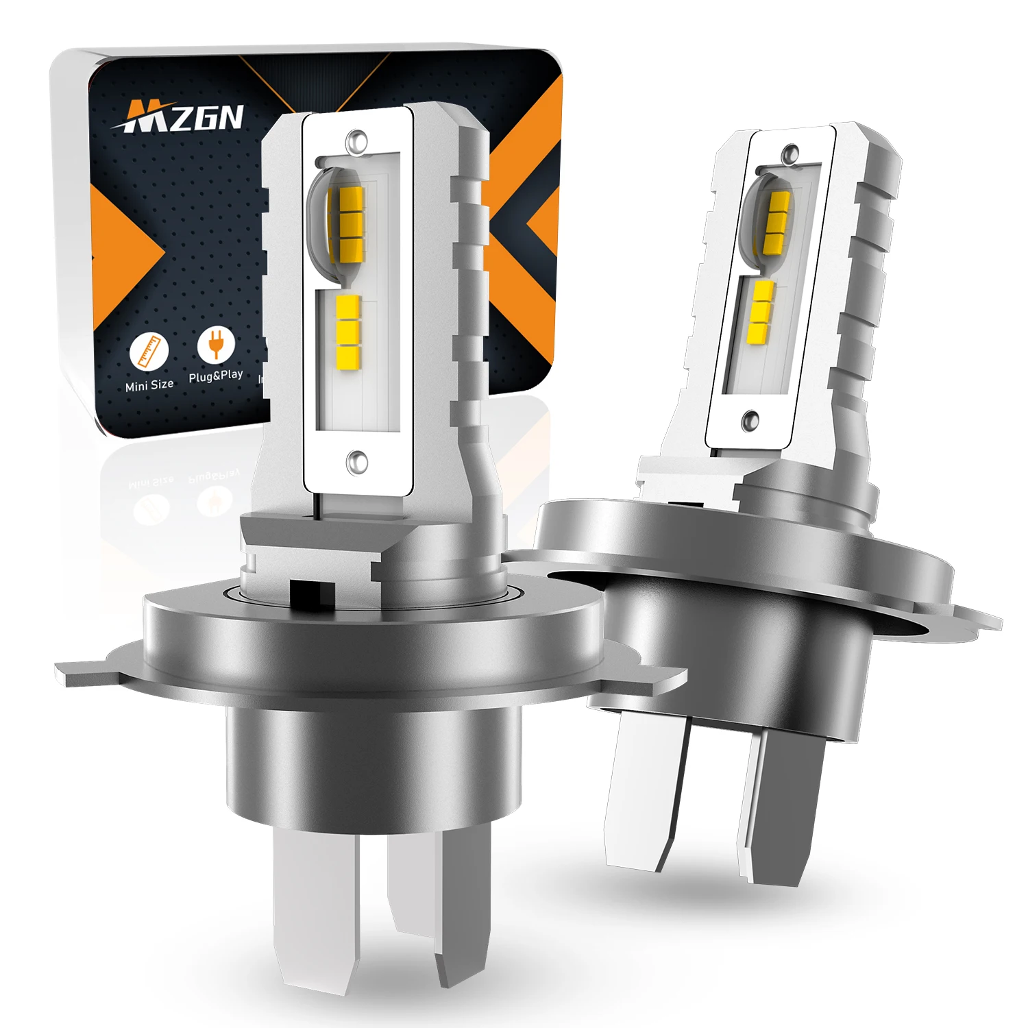 MZGN 2Pcs H4 Led 2025 Headlight Bulb 18000lm Super Bright Halogen Size for 9003 Car Headlamp 12 new Pcs CSP 7035 Led Chips 6000K White