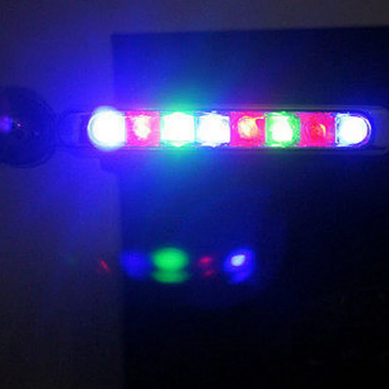 1Pair Car Wind Energy Power Front Grille 8 LED Daytime Running Light Auto Decorative DRL Driving Lamp with Double-Sided Tape