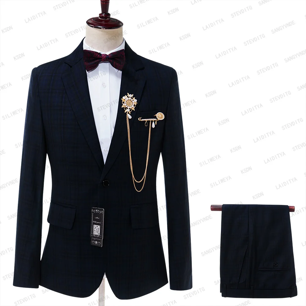SILIWEYA 2023 Men Suits Peaked Lapel Wedding Suits new 2 Pieces 2025 Slim Fit Men's Party Tuxedos Groom Wear Bridegroom (Jacket+Pants)