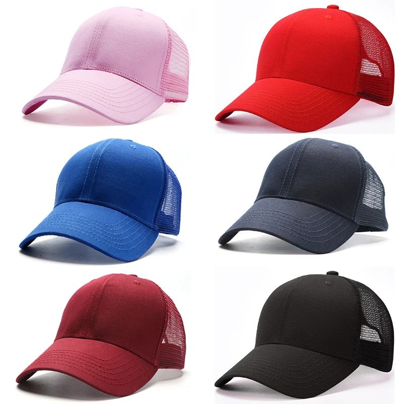 Summer new Casual Sun Hats Unisex Peaked Caps Mesh Breathable Baseball Cap Solid Color Printable Hip 2025 Hop Hats Advertising Caps