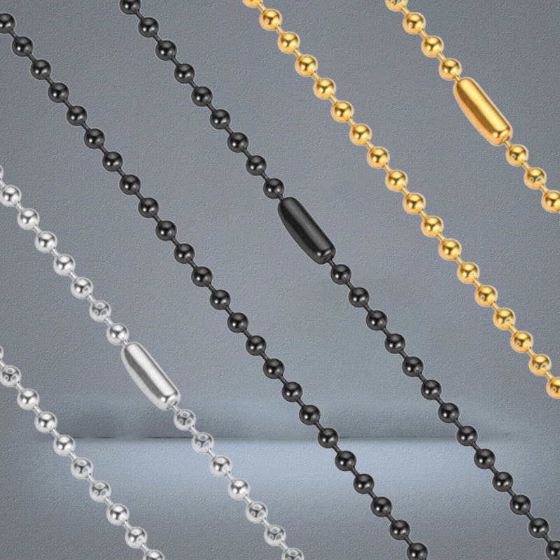 24mm Beads Ball Chains Necklaces Not Fade Stainless Steel Women Fashion Men Hip Hop Jewelry 24 Inch Silver Black 18K Gold Plated