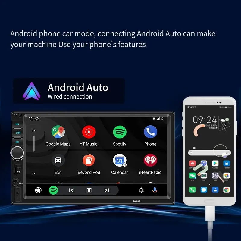 Acodo 2din Stereo 7inch Wired Carplay Radio Touch Screen Automotive Multimedia Bluetooth USB TF FM 2025 Radio Autoradio new MP5 Player