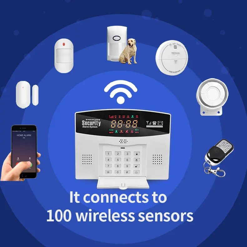 Tuya Alarm System Home Security Alarm Kits Works With GSM / WiFi Support Multi-language Switching Smart Life/Tuya Smart APP