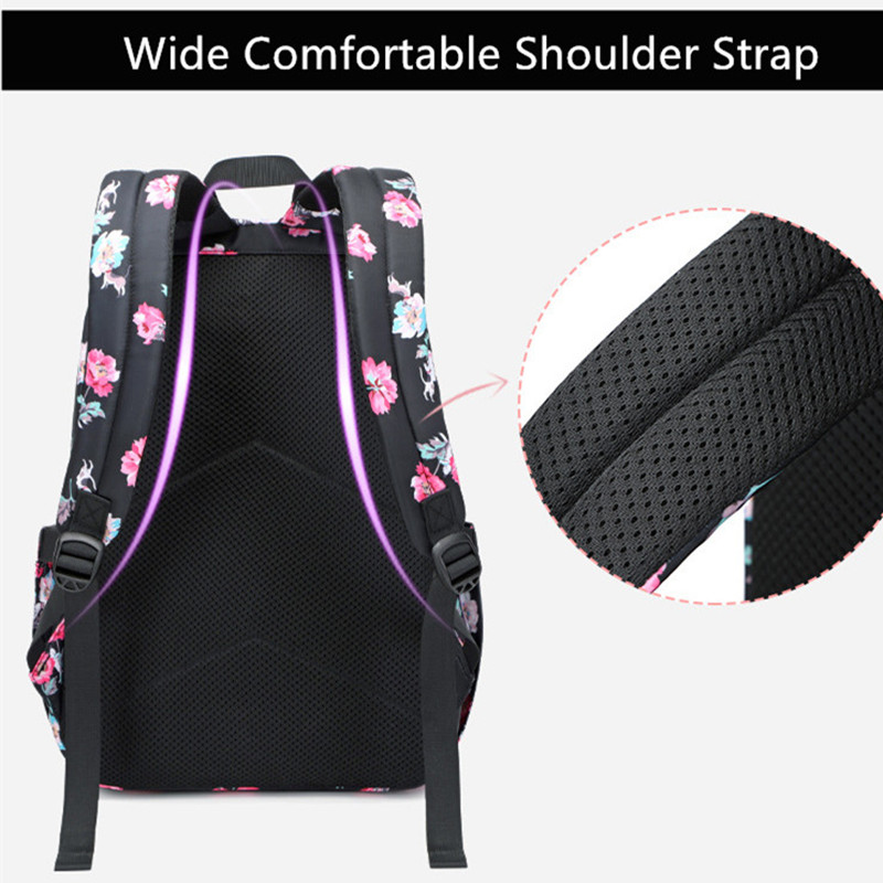 2pcs/set School bags for kids girls flower backpack schoolbag girl bookbag thermal lunch bag floral school backpack for girls