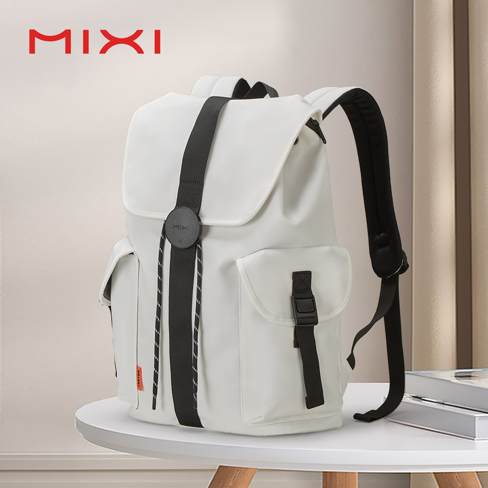 Mixi New 16'' Laptop Backpack Men Waterproof Lightweight Casual Travel School Bags Women Outdoors Rucksack 17 Inch White M5228