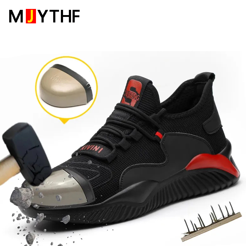 Men Lightweight Safety Anti-Smash Anti-Puncture Indestructible Steel New Toe Cap Quality Protective Shoes Work Sneakers 169D