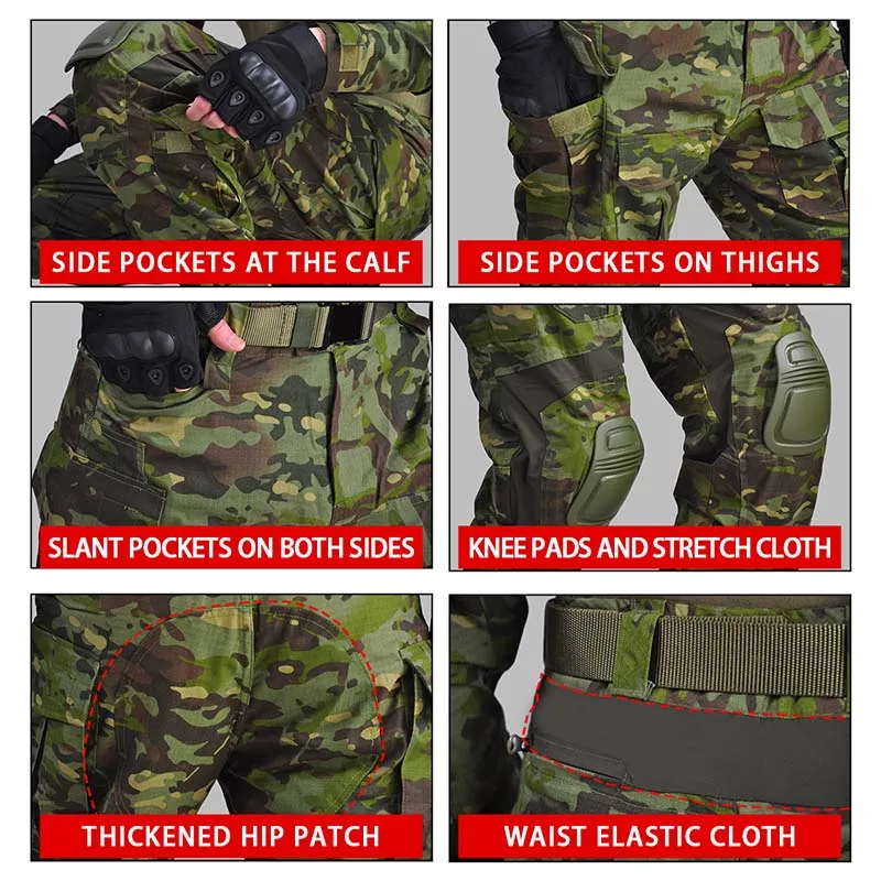 HAN WILD G3 Tactical Camo Pants Combat Pant Outdoor Hiking Climbing Pants Men's Working Clothing Hunting Pants Military Trousers