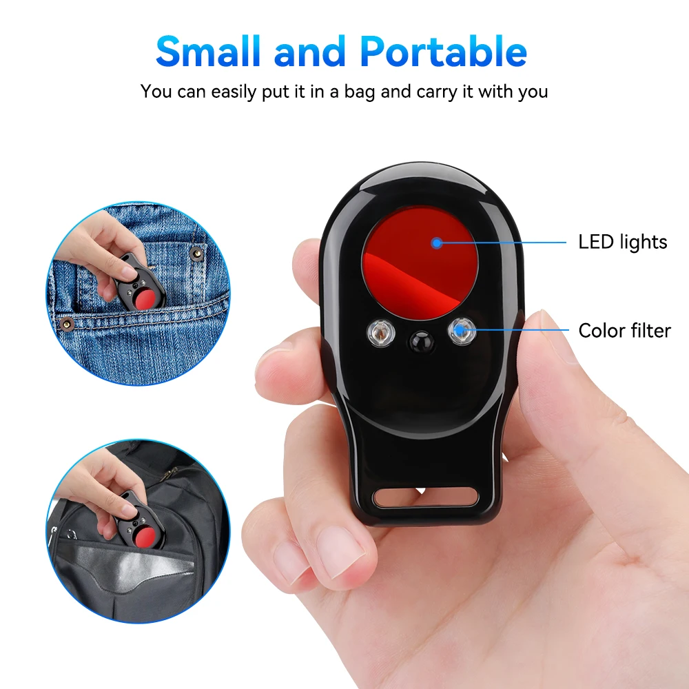 Hollarm Anti Candid Camera Detector For Outdoor Travel Hotel Rental Anti-Theft Camera LED IR Alarm Hidden Camera Detector