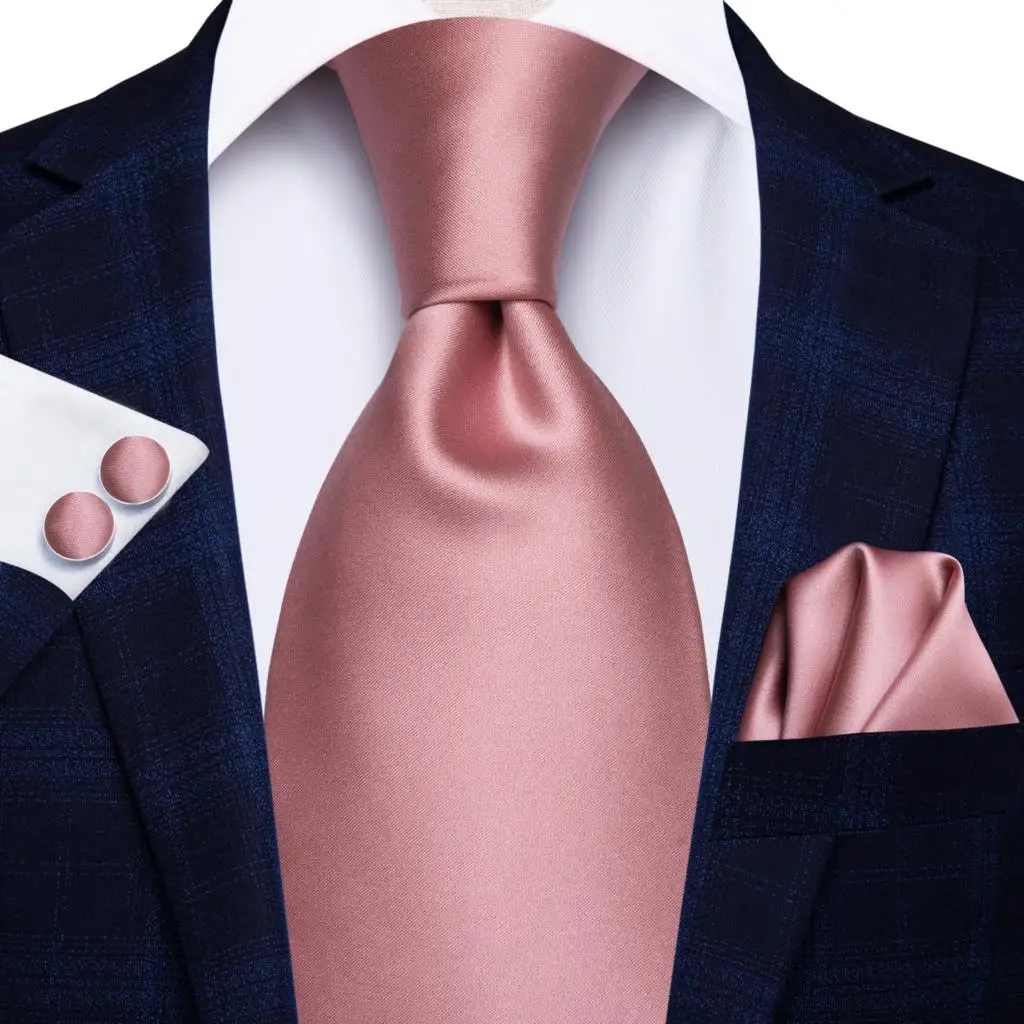 new Dusty Pink Solid-corbatas elegantes para 2025 hombre, gemelos de seda, para boda, fiesta, negocios, marca de moda, Hi-Tie, novedad de 2023
