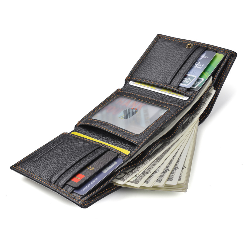 100% Genuine Crazy Horse Wallets Vintage Trifold Zip Coin Pocket Purse Cowhide Leather Wallet For Men WB14 2968
