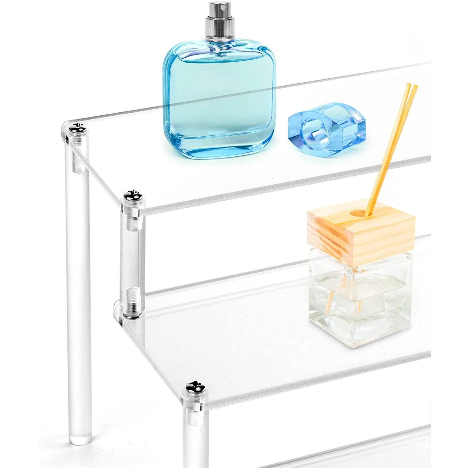 Acrylic Riser Clear Display Stand Perfume Organizer Acrylic Shelves Cupcake Shelf for Figures Food Desserts Holder Collection